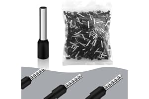 ELNLE Aderendhülsen 1,5mm2 12mm Lang Isoliert adernendhülse 300 Stk Aderendhülsen Teilisoliert Schwarz