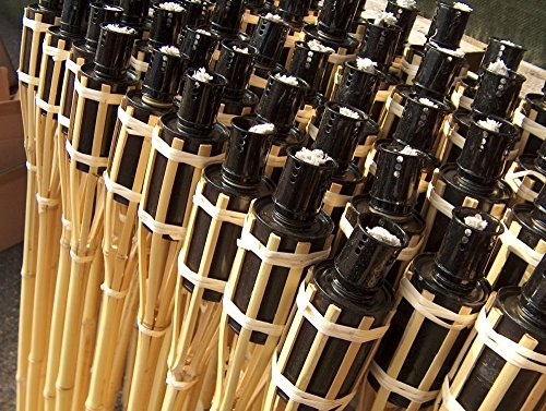 Gartenfackeln Natur- oder Mahagonifarben sowie Fackelöl , versch. Grössen und Mengen hillfield exklusiv (6er-Set Hell ca. 60 cm) - 6