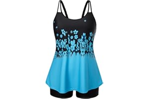 Hanna Nikole Women Tummy Control Tankini Plus Size Two Piece Swimsuit High Waist Swimwear A-Line Swim Tops