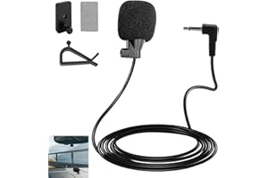 Menibeuty Externo con Conector Jack De 3.5mm Microfone Coche, Microphone con Cable De 2 M, Coche Micrófono Estéreo Radio Vehículo para Unidad Principal de Vehículo, DVD, GPS, Bluetooth, Radio Estéreo