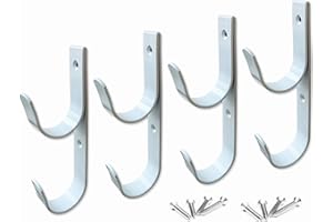 MENG ZHI AO Lot de 4 Crochets pour bâtons de Piscine en Aluminium Blanc avec vis Parfait pour la Piscine Les bâtons télescopiques Les Skimmers Les Filets