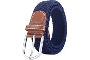 BOZEVON Ceinture tissée élastique - Ceinture en tissu extensible tressé multicolore pour hommes femmes