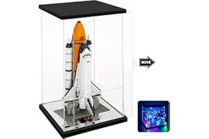 Nonemey Vetrina in Acrilico con due tipi di luci Controllo Remoto per Giocattoli,Modello Antipolvere Vetrina Organizzatore Box,Vetrina Espositiva per Collezionismo (Nero, 20*20*30 cm)