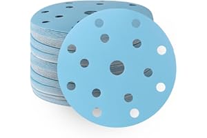 FASTPLUS Disques Abrasifs 150mm Grain 320 50 PièCes Disque abrasif orbitale de 150 mm Pour Ponceuse Excentrique Pour le ponçage du bois, du métal, la réparation automobile et le bricolage