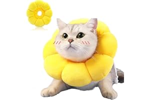 DNSHAN Collerette pour chat - Collier réglable - Collier pour chat - Doux - Tournesol - Pour chats et petits chiens après une opération et une blessure