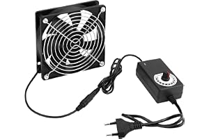 QWORK 120 mm boxfläkt med hastighetskontroll, 12 V borstlös PC-fläkt för datorer, bärbara datorer, TV-lådor och mer
