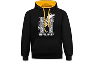 Spreadshirt Harry Potter Hufflepuff Monochrome Unisex Contrast Hoodie