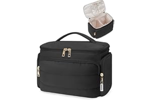 WANDF Trousse de Toilette Voyage, Grand Sac à Maquillage à Ouverture Étendue avec Poignée, Sac Cosmétique Gonflé pour Toiletries, Cosmétiques, Accessoires et Essentiels pour Femmes