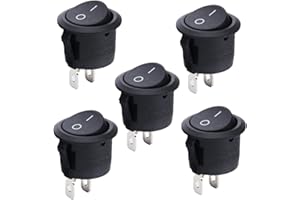 HEIGESENG Lot de 5 mini interrupteurs à bascule à 2 pôles, interrupteur de voiture pour montage de camping-car, modélisme, appareils ménagers, interrupteur de lampe, interrupteur ON/OFF encliquetable