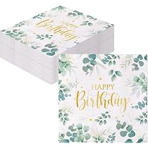 40 Stück Servietten Eukalyptus Für 60. Geburtstag – 32,5x32,5 Cm, Grünes Design Mit Girlanden