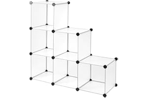 ‎DIBEA dibea Steckregal aus Kunststoff Schuhregal Aufbewahrungsregal modulares System, mit 6 Fächern á 30x30 cm transparent