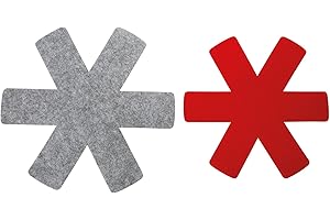 Crealys 522447 - Juego de 2 separadores de cacerolas y Polos, Fieltro Anti Rayado, protección – 1 Gris, 1 Rojo, diámetro de 28 y 33 cm