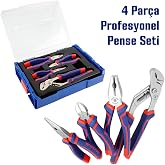 Workpro 4 Par&ccedil;a Profesyonel Pense Seti, Ni-Fe Alaşımlı Karbon &Ccedil;elik, 200mm Kombine, 160mm Yan Keski, 160mm Kargaburnu, 250mm 