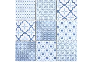 CONWIRE Mosaikfliese Keramik retro vintage blau weiß Küche Küchenfliese Küchenrückwand Mosaikwand Wandverkleidung Wandfliese