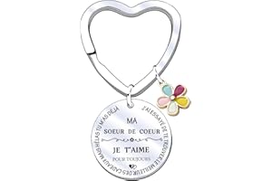 JRZDFXS Cadeau Soeur Noel Porte Clef Soeur de Coeur Porte clef Amour Soeur Ma Soeur de Coeur pour toujours pour Sœur Originale Porte-clés Cadeau Soeur Anniversaire (1)