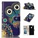 Produktbild Hozor Huawei P10 Lite 5.2 zoll Hülle Gemalte Erleichterung Drucken Design PU Ledercase Tasche Schutzhülle Anti-scratch Magnetverschluss Telefon-Kasten Handyhülle Bookstyle Handycover - Große Augen Eule