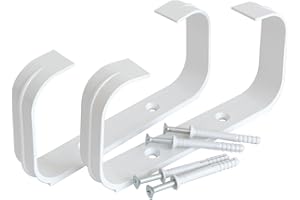 La Ventilazione STV2157B STV2157B-Y Lot de 2 équerres de tuyau avec vis et chevilles pour tube rectangulaire, 150 x 70 mm, Blanc, 150x70 mm