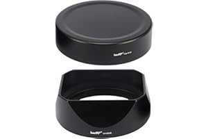 Haoge Parasol de Bayoneta de Metal Cuadrado para Fujifilm XF35mmF2 R WR, Fuji XF23mmF2 R WR XC 35mm F2, Lense Hood, (con Tapa Frontal metálica), reemplaza la Campana Fujifilm LH-XF35-2