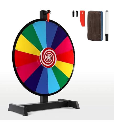 Ruota Della Fortuna Da Tavolo 30 Cm, Personalizzabile Con 15 Scomparti, Pennarello E Gomma Inclusi, Per Feste E Giochi