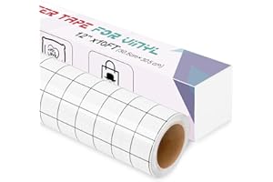 IModeur 10Ft Transfer Tape for Vinyl - 30.5 x 305 cm High Tack Transfer Paper Tape Roll with Black Grid for Permanent Vinyl and Self Adhesive Vinyl for Cricut, Signs Stickers, Car Decals