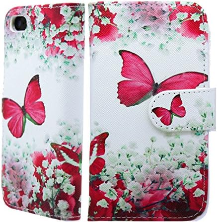 NWNK13® IPHONE SE/ 5S / 5 / 5S Ultra Slim Printed Wallet / Card Slots, Money Holder / Built in Stand Side Open Book Case Cover Plus Screen Film &amp; Touch Pen (IPHONE SE/ 5S / 5, PINK BUTTERFLY)