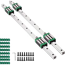 GooEquip Lineaire geleiding, HGR20, 500 mm, lineaire rail, met 4 stuks HGH20CA glijblokken, voor 3D-printers, CNC-machines, elektrische apparaten, medische machines, 2 stuks