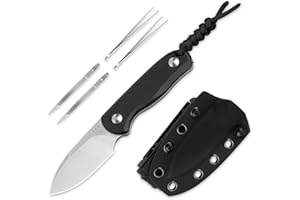 Kizer Drop Bear Fix Campingmesser, 6,52cm D2 Satin Fixed Klinge, EDC Messer mit G10 Griff & Versteckten Werkzeugen, Outdoor Full Tang Jagd Überlebensmesser mit Verstellbarer Kydexscheide, 1094M2