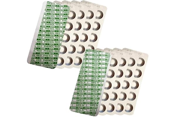 harren24 Pastilles de test (Rapid) pour l'analyse chimique de l'eau du pH (Phénol Red) et du chlore libre (DPD1), Testeur d'eau de piscine 50x 100x 200x 500x 1000x (2x50 Pastilles)