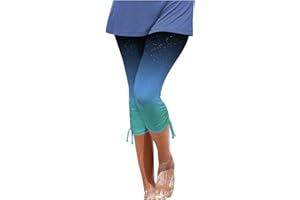 DondPO Capri Leggings Damen Buaumwolle 3/4 Lang Sommer mit Spitze Sommer Blau Jeas Sommer Weiss Taschen Große Größen Weiß Blickdicht 3/4 High Waist Blickdicht Yogahose Laufhose für Gym Yoga Sport