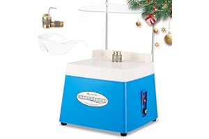 Mxmoonant Stained Glass Grinder with Baffle, 5/8’’ & 1’’ Grinder Bits & Safety Goggles, 4200RPM Mini DIY Grinding Tool Kit for Mosaics Ceramics Glass (UK Plug)