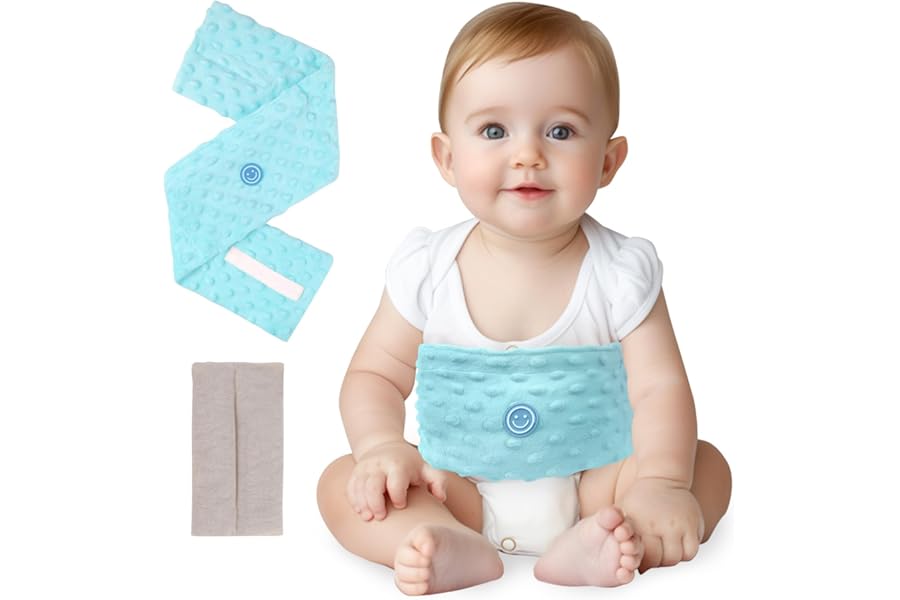 Comfheat Colic Relief for Babies Belt, Flaxseed Heated Tummy Wrap, Baby Belly Wrap Swaddling Belt with Soothing Warmth, Natural Relief for Upset Stomach in Babies and Toddlers, 0-3 Years (Blue)