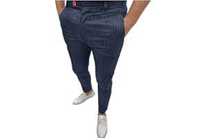 GEFOMUOFE Chino, pantaloni da uomo a righe, estivi, leggeri, lunghi, slim fit, outdoor, taglio classico, pantaloni da uomo con tasca