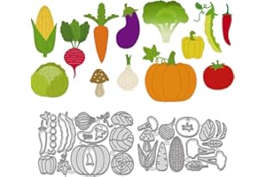 WADORN Fustelle In Metallo per Verdure Assortite per La Realizzazione di Biglietti, Tema Alimentare Metallo Fustelle Stencil Zucca e Carote Modello di Taglio per Carte Fai-Da-Te