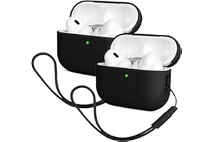 Mocarheri Case Cover Compatible with AirPods Pro 2 Case (2022), 2PCS Protective Silicone Case for AirPods Pro 2nd, Ultra-Thin,Soft Skin Front LED Visible Silicone Case, (Black)