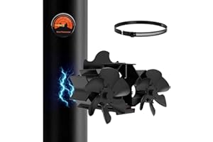 MERTTURM Wentylator kominkowy magnetyczny z dwoma silnikami, 12 łopatkami, wentylator kanałowy zasilany ciepłem, zwiększonym przepływie powietrza, cicha cyrkulacja ciepła bez prądu do pieców/kominków