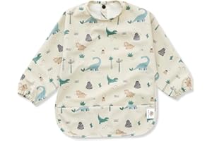 Bubba Bear Bavoir Manches Longues pour Bebe - Bavoirs Bebe Imperméable, Tablier Bebe pour Manger, Tablier Enfant Repas, Bavoir DME, Blouse Bebe Repas