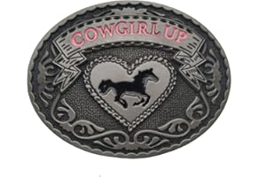 Xwest Womens Cowgirl Up Rodeo Western Horse Oval Belt Buckle