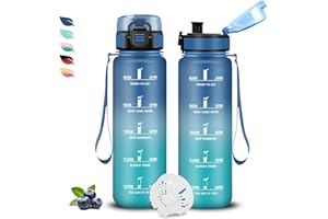 Grsta Borraccia 500ml, Borraccia Bambina, Borracce Senza Perdite, Borracce Motivazionale, Facile Da Trasportare, Bottiglia Con Orari Per Bere, Bottiglia Acqua per Sport, Corsa, Yoga, Scuola, Ufficio