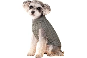 EDKSEGJCSOUS Cozy Pet Supplies Knitted Jumper Sweater for Small Dogs - Winter Warm Turtleneck Dog Jumper - Classic Cable Knit Coat, Warm Pet Winter Clothes Outfits for Dogs Cats