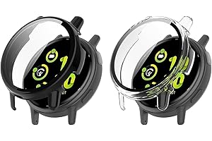TUTUO [2 Stück Hülle Kompatibel mit Garmin Vivoactive 5 Schutzhülle, Rundum Hülle mit Displayschutzfolie, Flexibles TPU Vollschutz Cover, Anti-Kratz Hülle Schutzfolie - Transparent + Schwarz