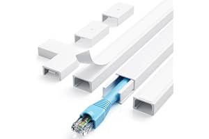 kinkaivy Electrical Cable Trunking 1.2 M, Cable Concealer on Wall, Paintable PVC Cable Cover, White Trunking for Cables to Hide a Single Power Cord in Home or Office, 3X L40 cm, W1.5 cm, H1 cm