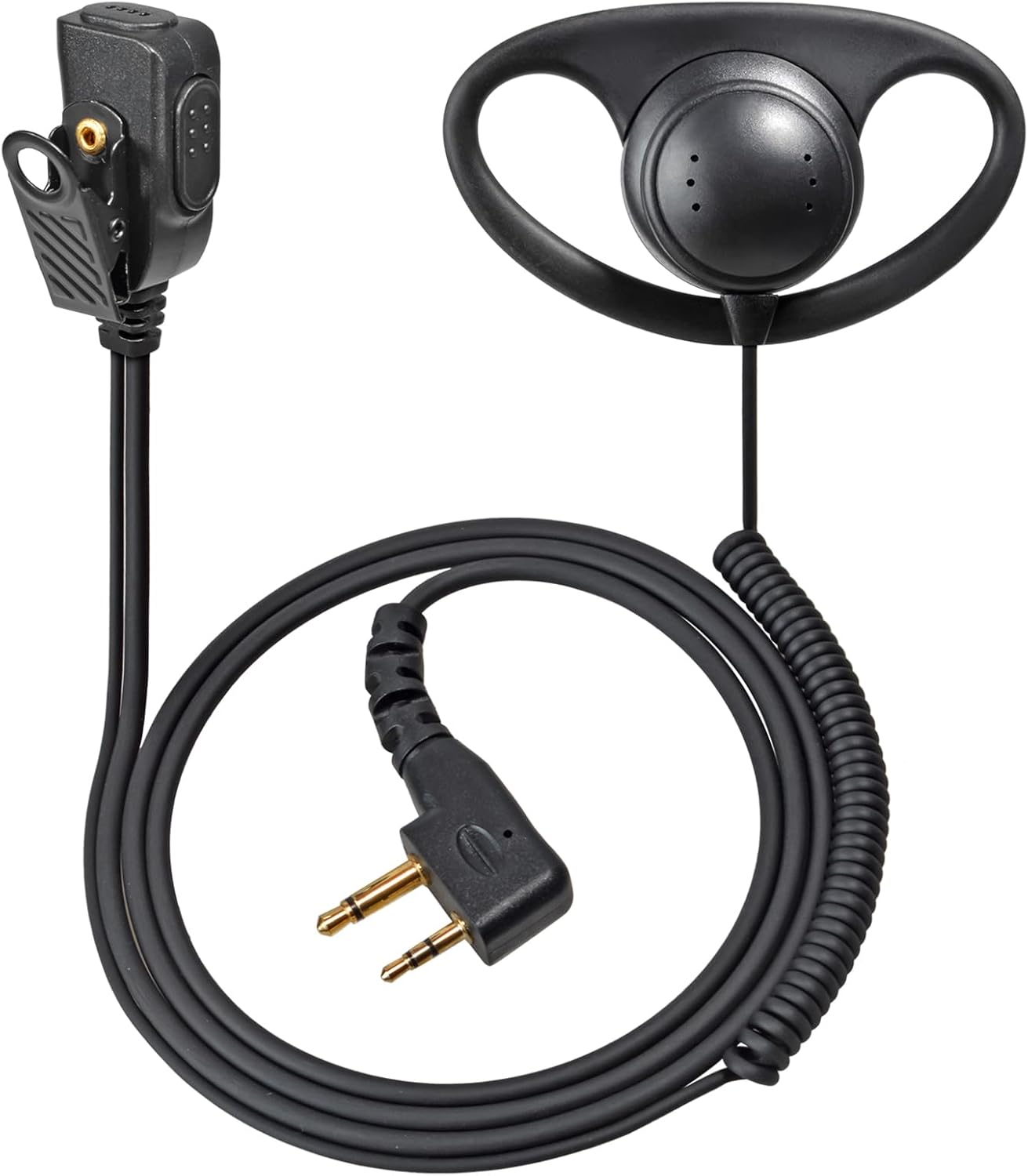 HYSHIKRA Micrófono Auricular Forma en D Compatible con Midland G7 Pro G8 G9 Pro M24 M24 Plus M48 M99 G6 XT G7 XTR | Supervisión de Seguridad Softair (1, Forma de D)