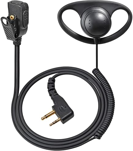 TechSide Casque D Forme 2 Broches PTT Microphone Midland | Radios Bidirectionnelles | Compatible G7 Pro G8 G9 Pro M24 Plus M48 M99 G6 XT G7 XTR