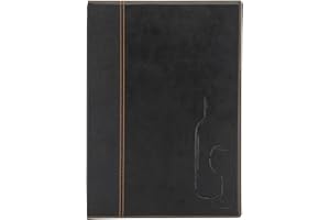 SECURIT - Carta Dei Vini Linea Trendy - Per Caffè, Ristoranti, Bar - Similpelle - Formato A4 - 2 Doppio Inserti Inclusi - Colore Nero