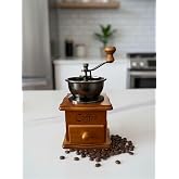 Vintage Manuel Kahve Değirmeni, Ahşap ve Paslanmaz &Ccedil;elik, Retro Tasarım, Ayarlanabilir &Ouml;ğ&uuml;tme, Espresso ve Baharat i&ccedil;in, Deko