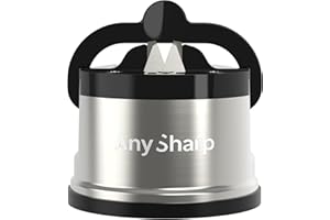 AnySharp Pro Aiguiseur de Couteaux (Métal) avec Ventouse, Métal brossé