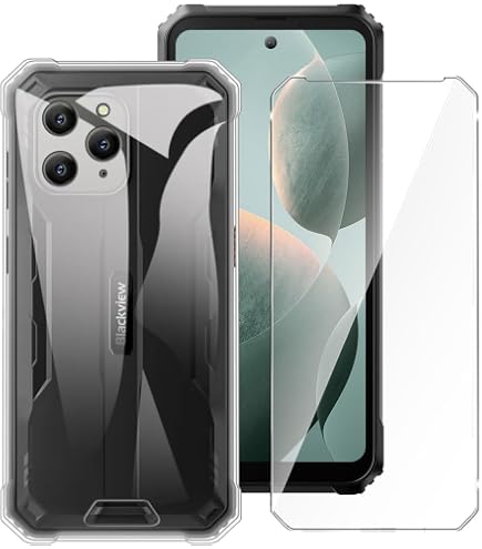 KJYF Custodia Cover per Blackview BV5300 PRO + Vetro Temperato, Transparent Anti-Giallo Silicone Anti-Graffio TPU Case, 2 Pezzi Pellicola Protettiva per Blackview BV5300 PRO (6.10) - Fantasia
