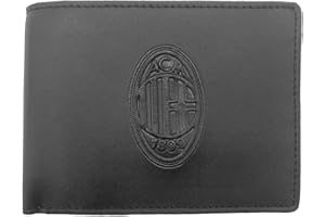 AC Milan Uomo Portafoglio in Pelle Prodotto Ufficiale AC Milna, Nero, 125 x 95 x 30 mm