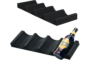 Snowtain 2 Pièces Tapis en Bière Boisson à Base de Silicone,Bière Bouteille de Vin Rack Organiseur Support Tapis Tapis de Rangement Horizontal en Silicone,Noir,Bleu