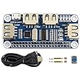 Waveshare 4 Port USB HUB Hubs HAT Compatible With USB2.0 1.1 For Raspberry Pi Zero/Zero W/4B/3B/3B+, Serial Debugging Onboard USB to UART